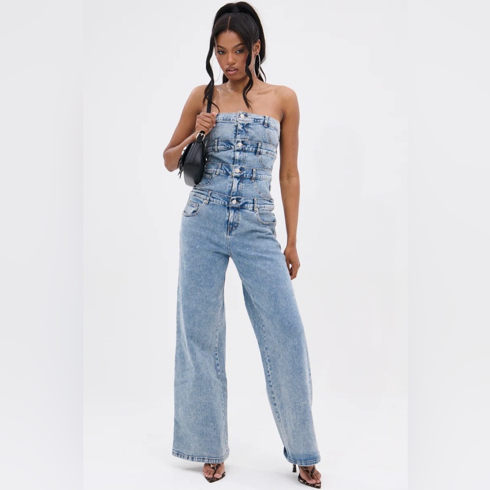 AKIRA Light Blue Denim Women Jeans Overalls